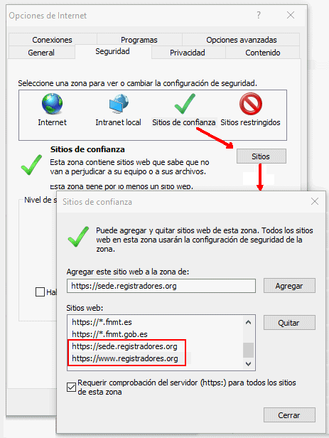 Configuración del navegador web Microsoft Internet Explorer