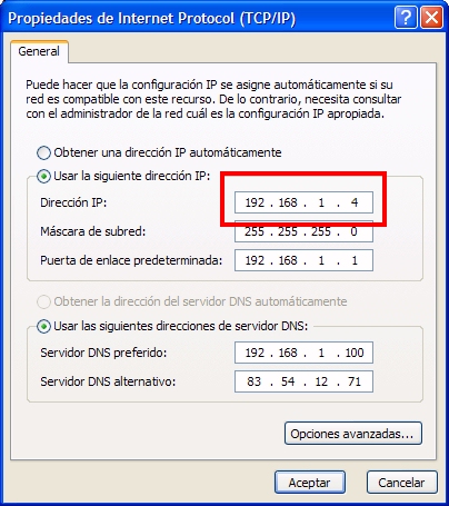 Configuración TP IP